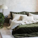 velvet and natural linen blanket