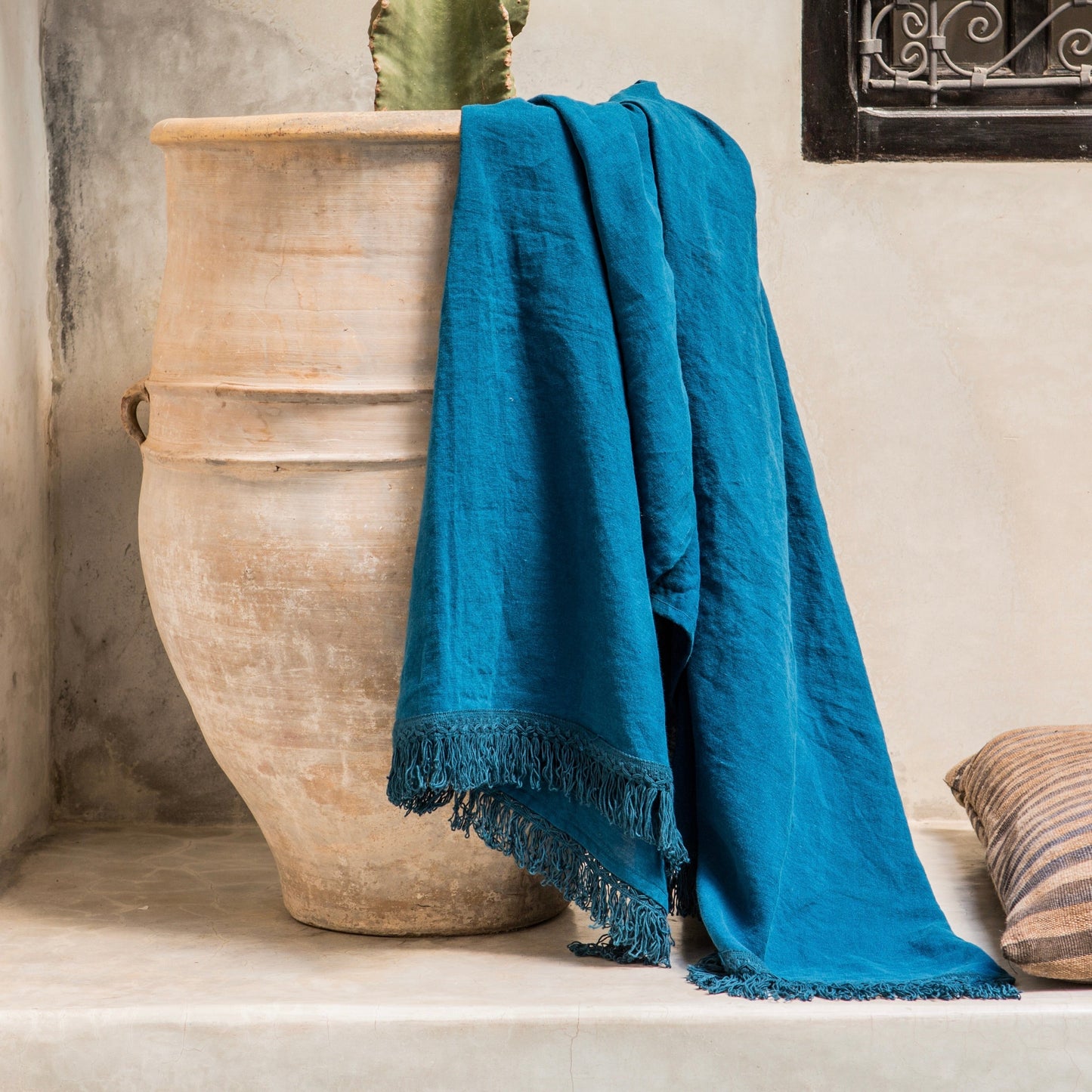 towels with long fringe on both ends, sample item