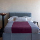 bed cover with sewing in contrasting colours in heavy linen, archive sale