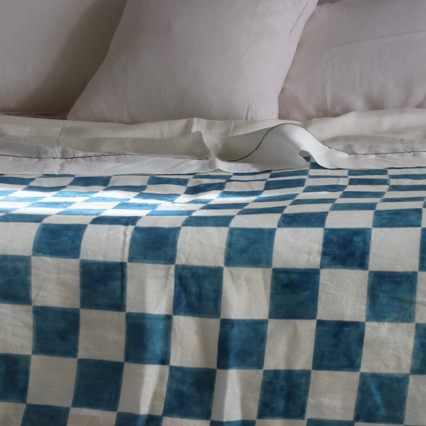 special edition - linen blanket with chess printed pattern