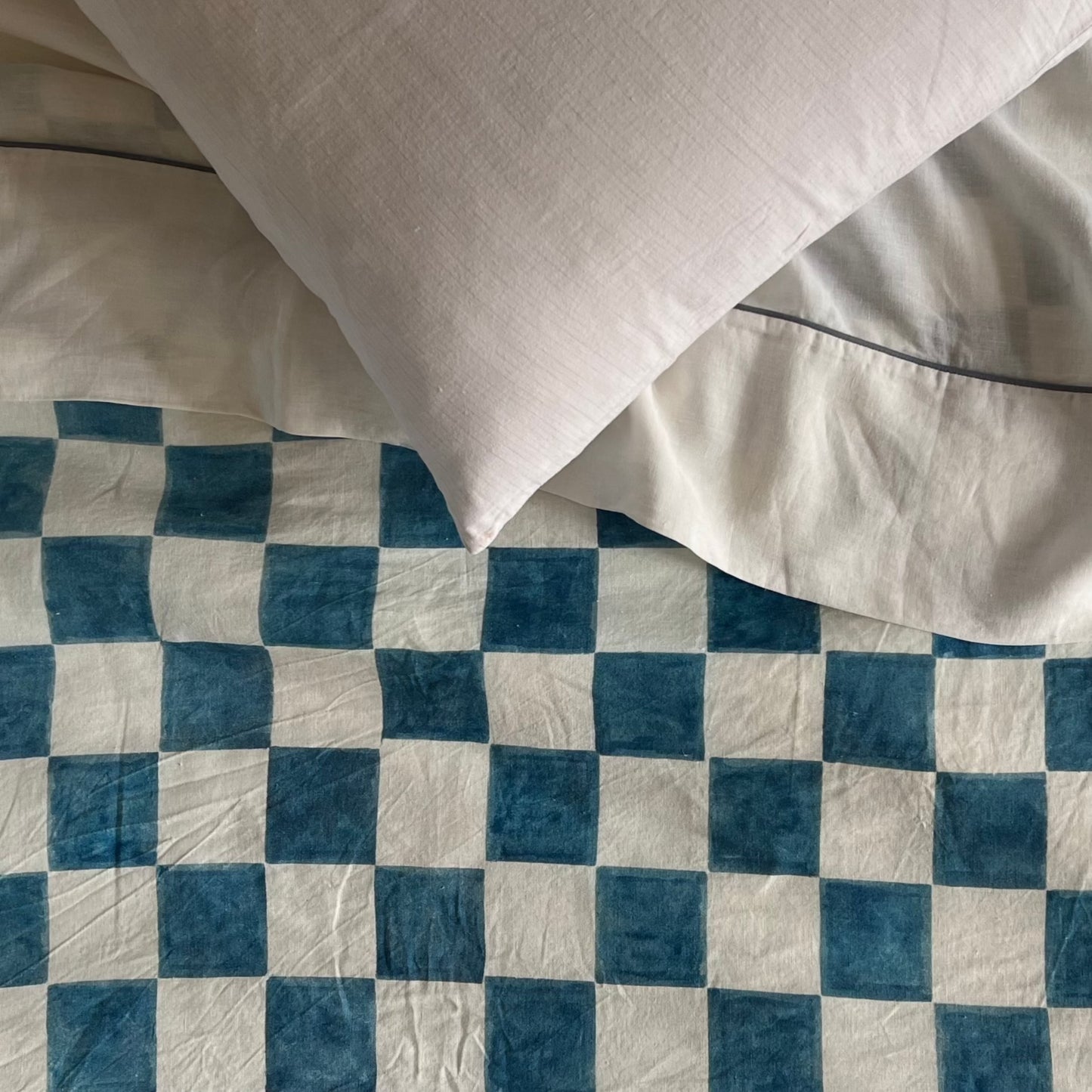 special edition - linen blanket with chess printed pattern