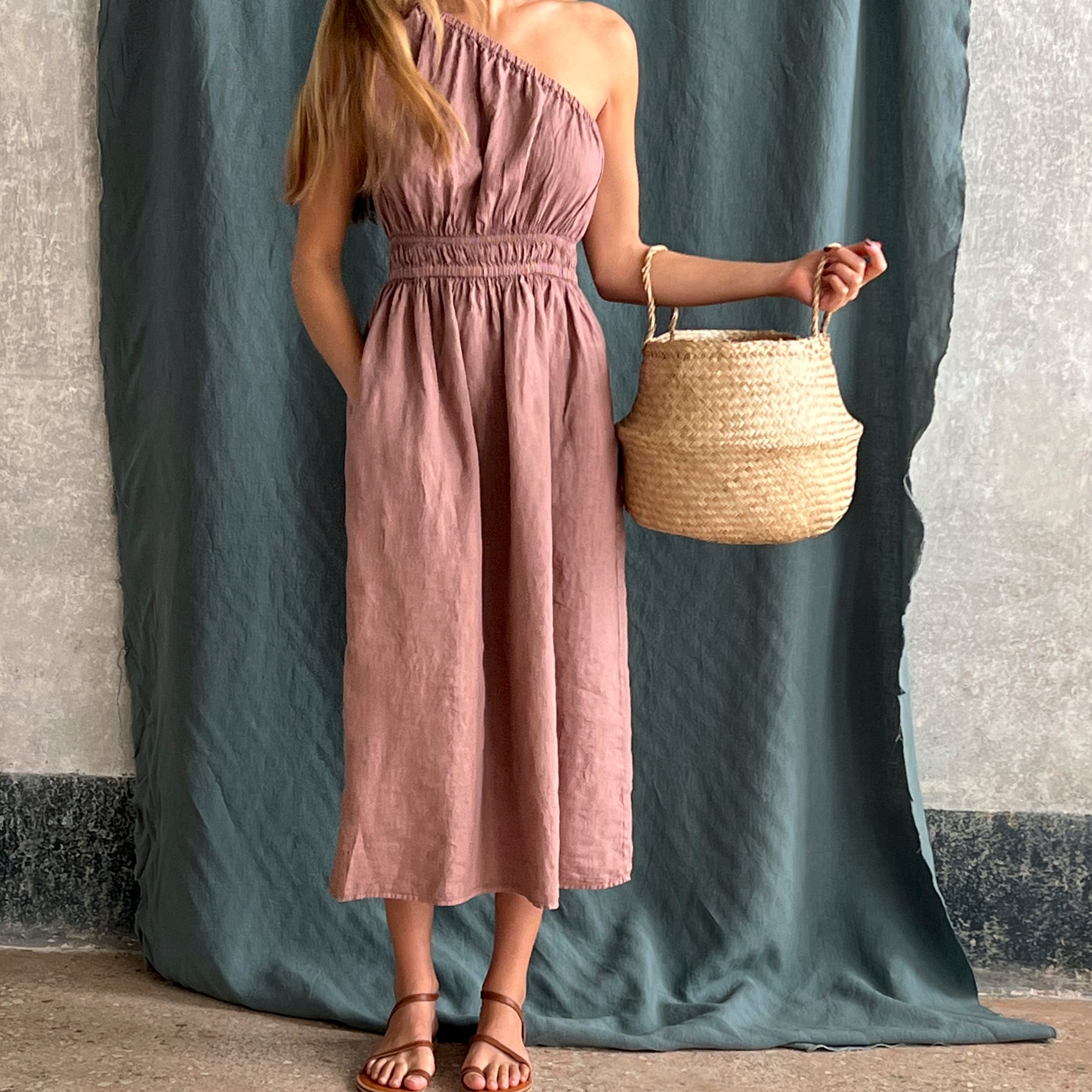 portofino linen tunic dress Linen tunic dress LASTRES in Deep navy blue