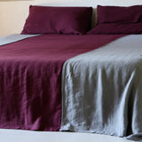 bed cover with sewing in contrasting colours in heavy linen, archive sale
