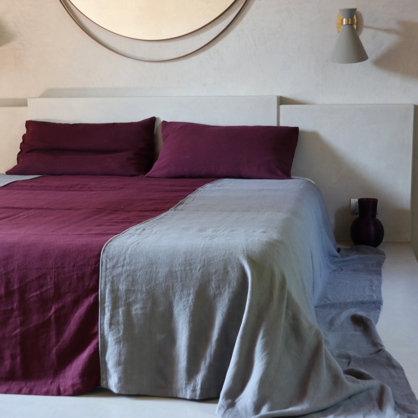 heavy linen bed cover with sewing, sample large size and colours