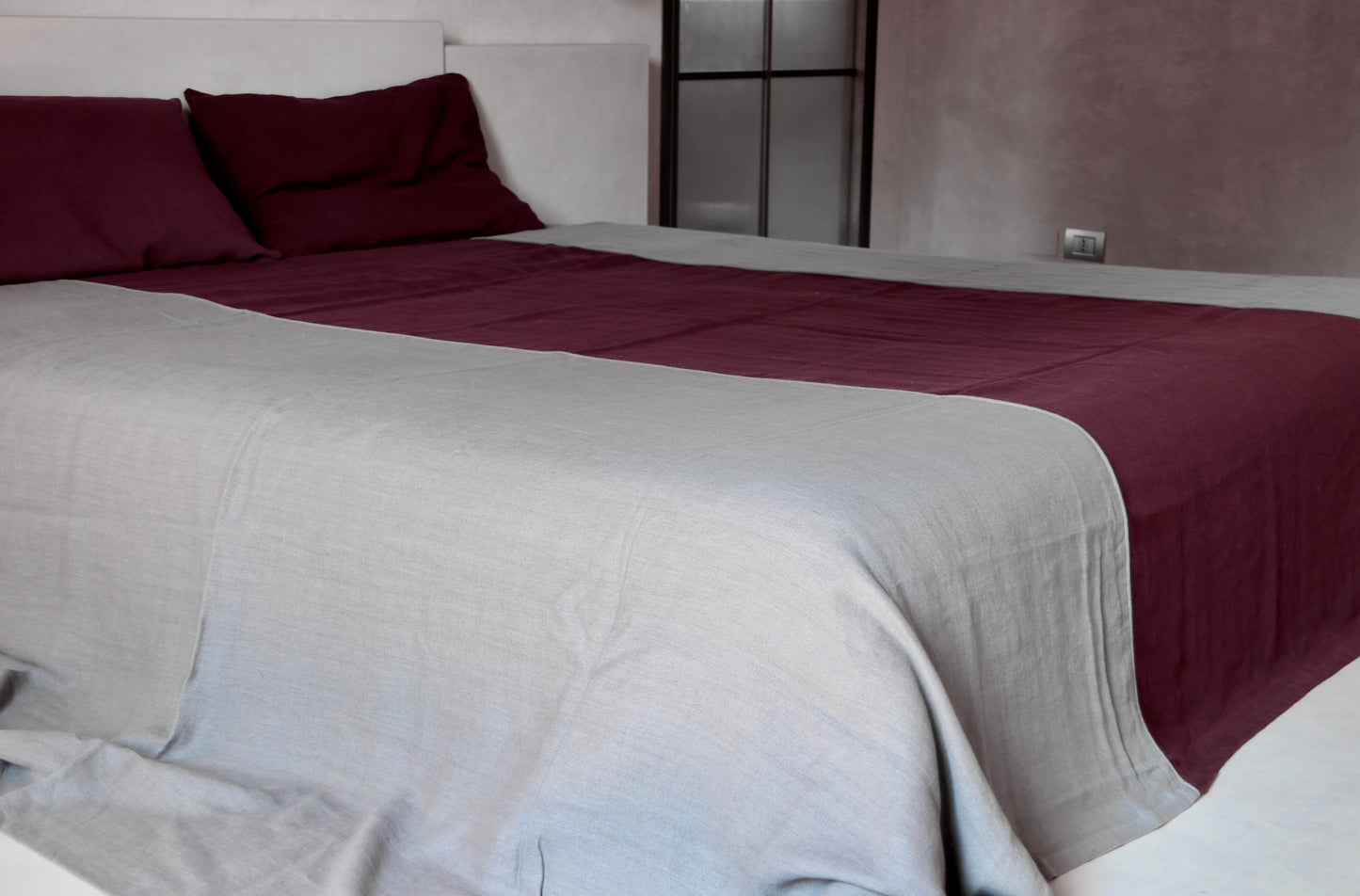 heavy linen bed cover with sewing, sample large size and colours