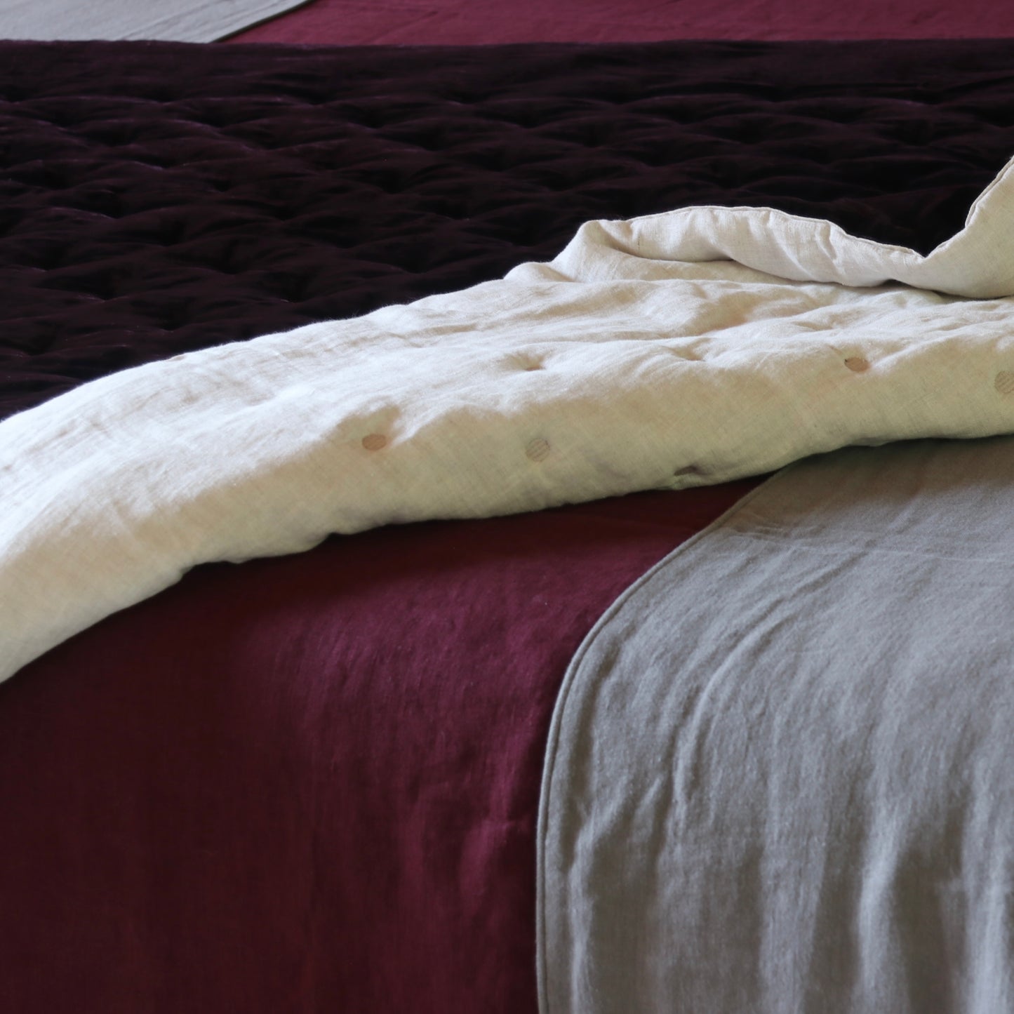 velvet and linen quilt, sample item