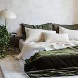 velvet and natural linen blanket