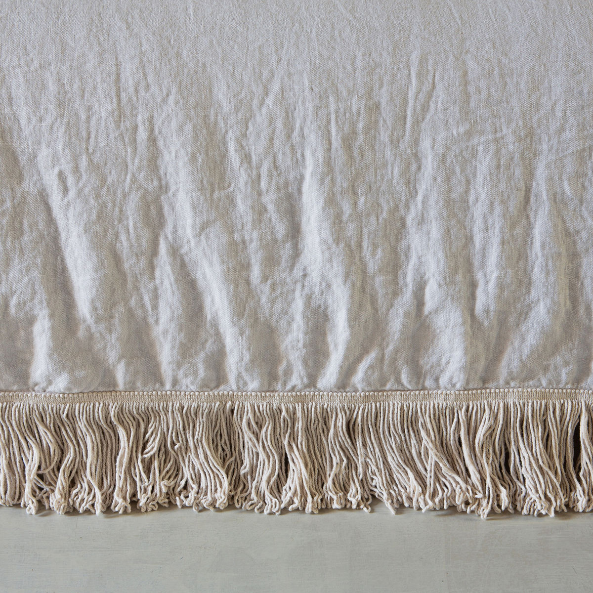 bed cover with fringe, heavy linen