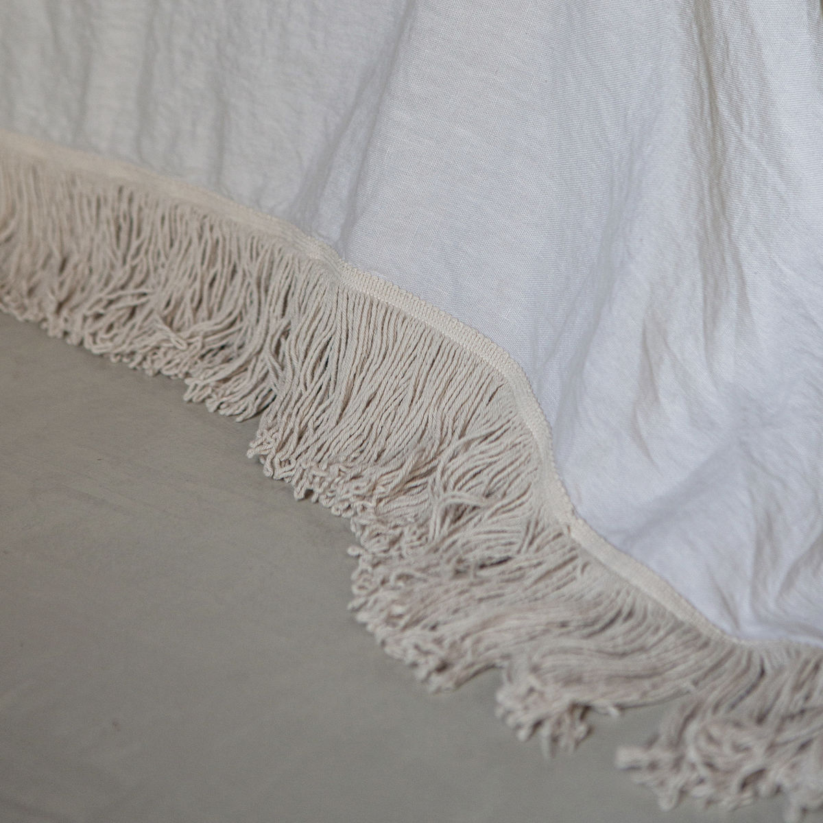 linen bed cover with fringe - US sizes
