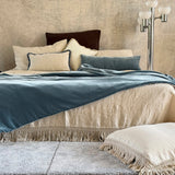 velvet and natural linen blanket