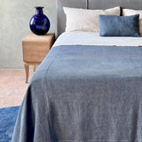 bed cover with sewing in heaviest linen, archive sale