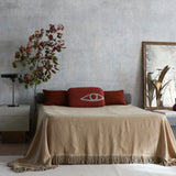 bed cover with extra long fringe