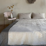 black and white check with natural linen blanket BLACK FRIDAY SALE