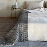 black and white check with natural linen blanket BLACK FRIDAY SALE