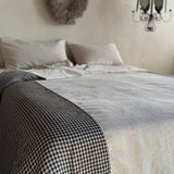 black and white check with natural linen blanket BLACK FRIDAY SALE