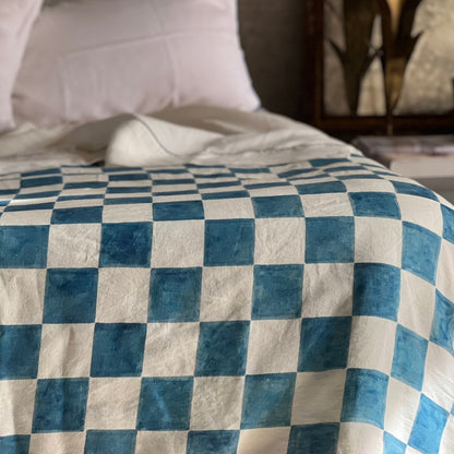 special edition - linen blanket with chess printed pattern, custom size, -50% BLACK FRIDAY SALE