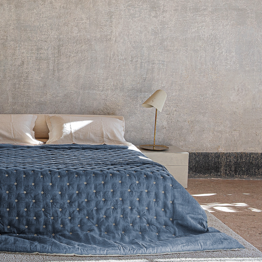 Blue Picot Trim Milano Quilted Blanket by Nellapima main image 1