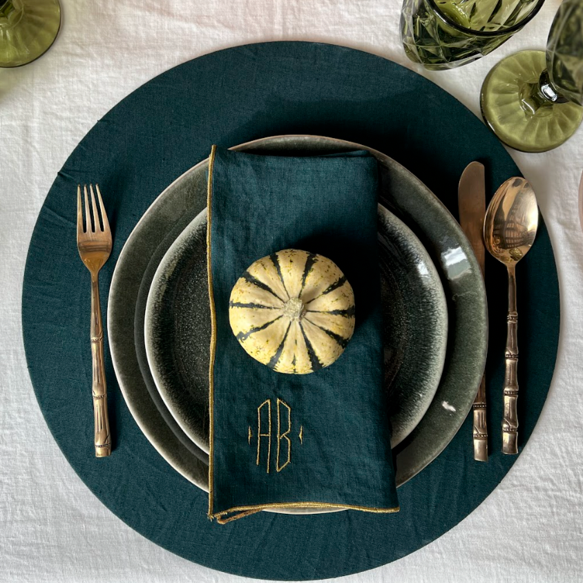 Festive Selection, special edition napkin with rolled hem and monogram