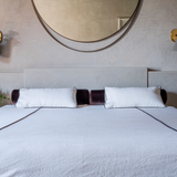 bed cover with contrasting piping in heavy canvas linen, archive sale