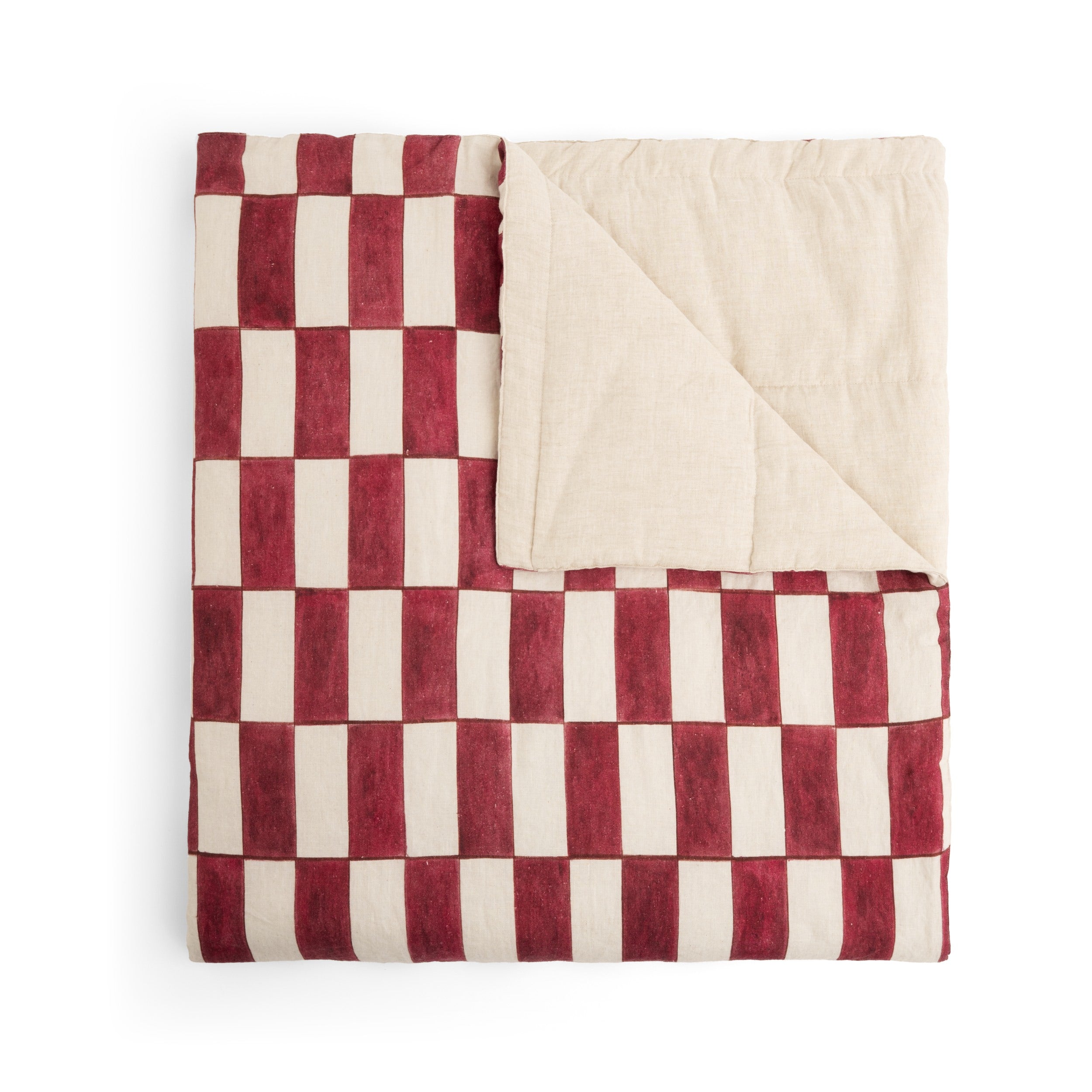 linen blanket with brick pattern