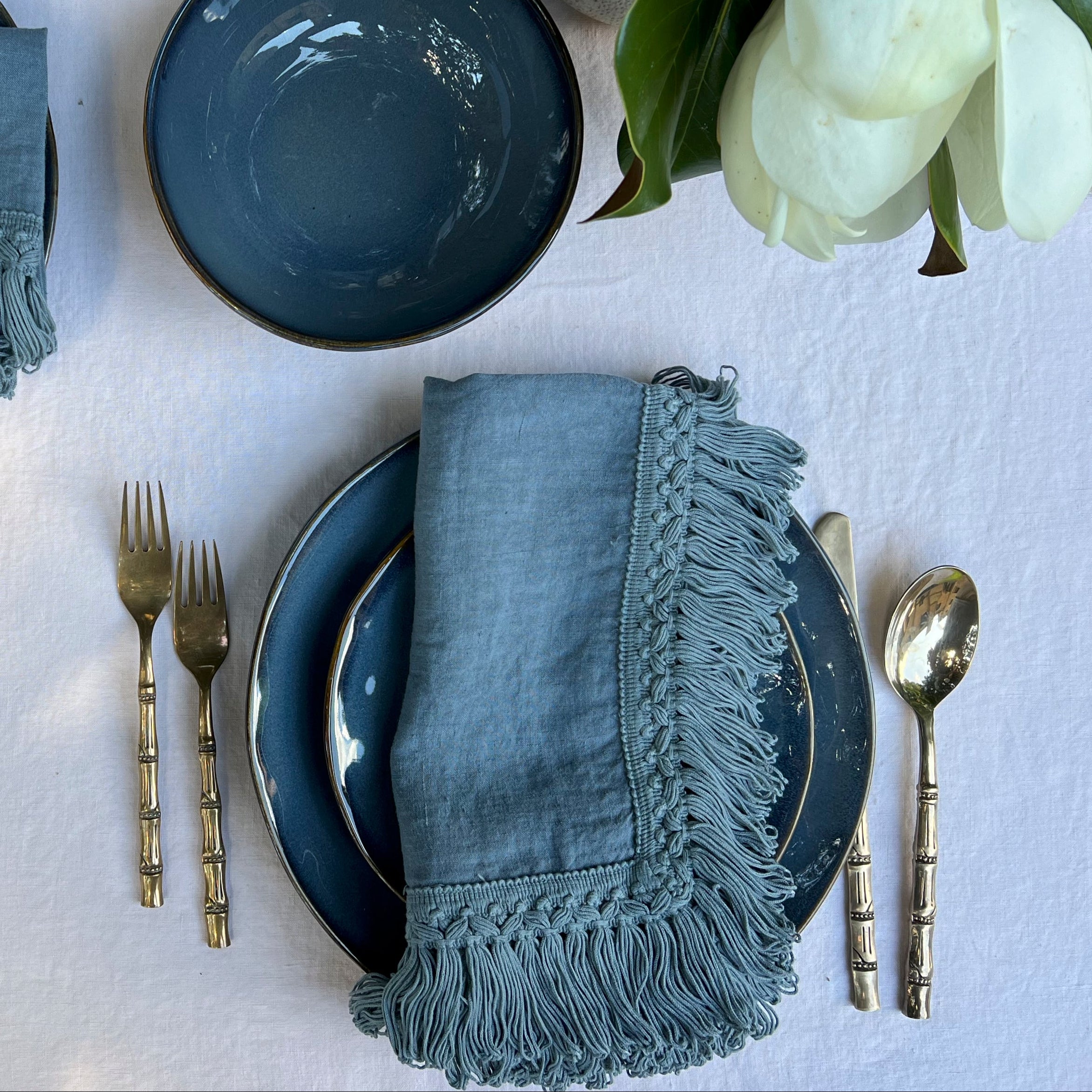napkin with long fringe, set of 4