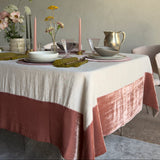 natural linen tablecloth with velvet border