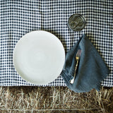 runner with black and white check pattern