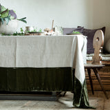 natural linen tablecloth with velvet border