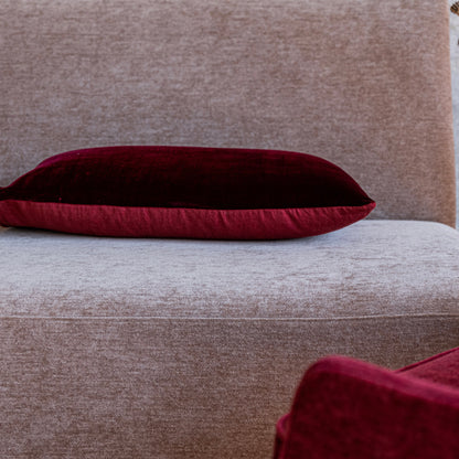 velvet and linen cushion