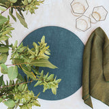 round placemat cover in linen, set of 2