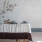 natural linen tablecloth with velvet border