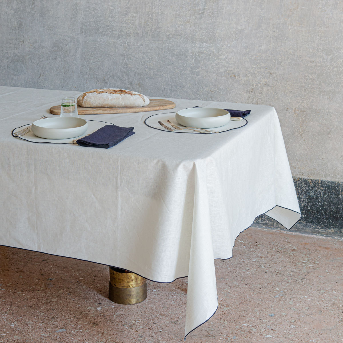 waxed tablecloth with trim