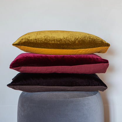 velvet and linen cushion