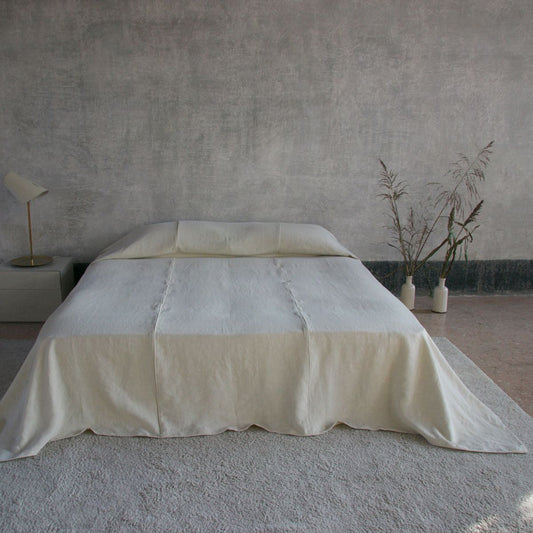 heavy linen bed cover with sewing